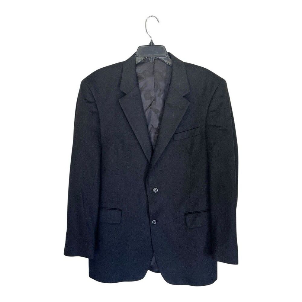 Jos A Bank Sports Jacket Black 100%‎ Cashmere Collared Buttons Lined Size 43L